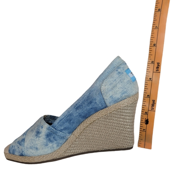 TOMS TDENM Wedges Tie Dyed Denim Espadrille - Picture 9 of 9